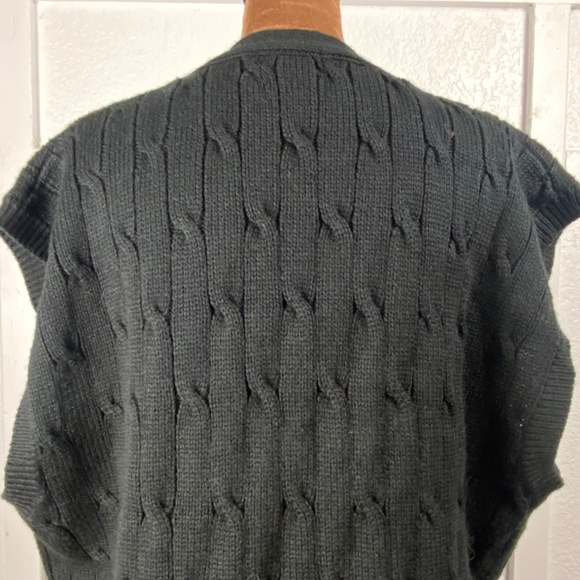 Leslie Fay Vintage Black Cable Knit Button Vest Women’s 2X Gold Button Classic - Picture 6 of 9